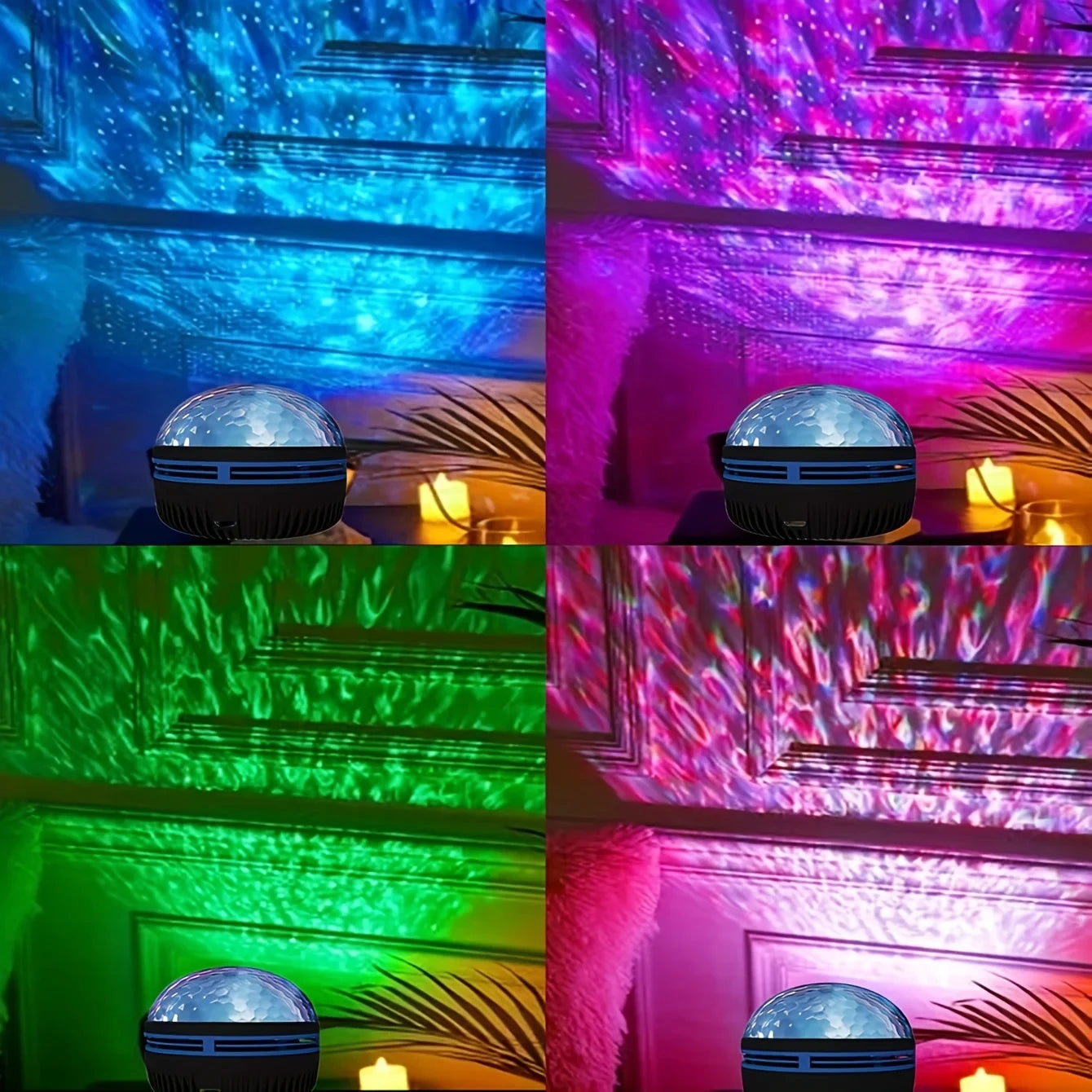 1pc Projetor de Estrela, Projetor de Galáxia, Projetor de Onda de Água do Oceano para Quarto, Luz de Noite com 7 Cores e Padrões para Decoração de Ambiente