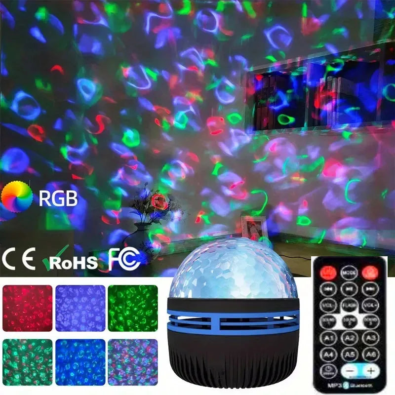 1pc Projetor de Estrela, Projetor de Galáxia, Projetor de Onda de Água do Oceano para Quarto, Luz de Noite com 7 Cores e Padrões para Decoração de Ambiente