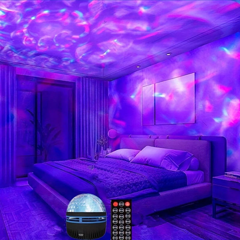 1pc Projetor de Estrela, Projetor de Galáxia, Projetor de Onda de Água do Oceano para Quarto, Luz de Noite com 7 Cores e Padrões para Decoração de Ambiente