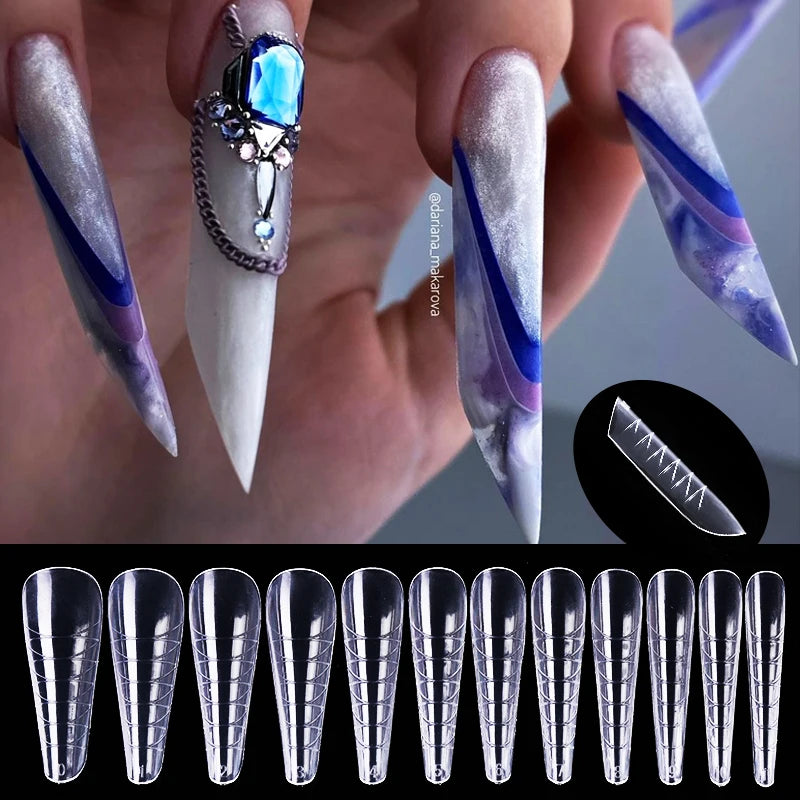 Conjunto de Ferramentas para Manicure com Tips de Unhas Falsas para Extensão, Ponta Acrílica, Unhas Falsas de Gel UV, Moldes para Construção Rápida, Tips de Cobertura Completa e Escultura.