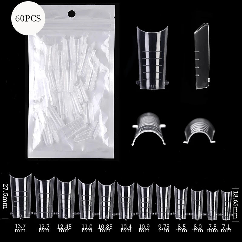 Conjunto de Ferramentas para Manicure com Tips de Unhas Falsas para Extensão, Ponta Acrílica, Unhas Falsas de Gel UV, Moldes para Construção Rápida, Tips de Cobertura Completa e Escultura.
