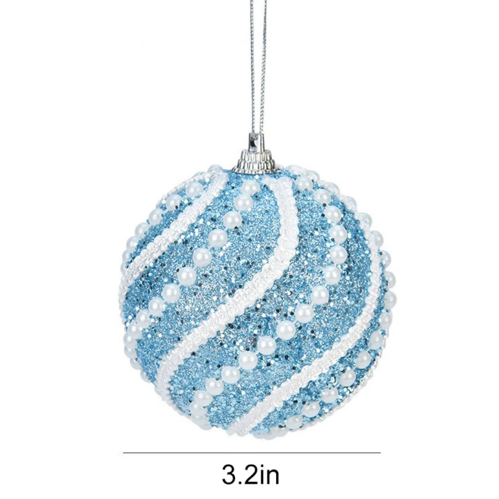 Pendente de Bola de Decoração de Natal 8CM - Enfeite para Árvore de Natal, Decoração para Festa de Natal, Caixa de Presente, Decoração para Casa.