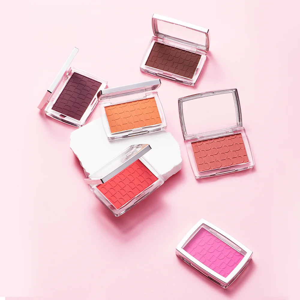 Paleta de Blush Fosco em Relevo - Blush Facial de Alta Pigmentação em Tons Rosados e Corais para Bochechas, Acabamento Suave