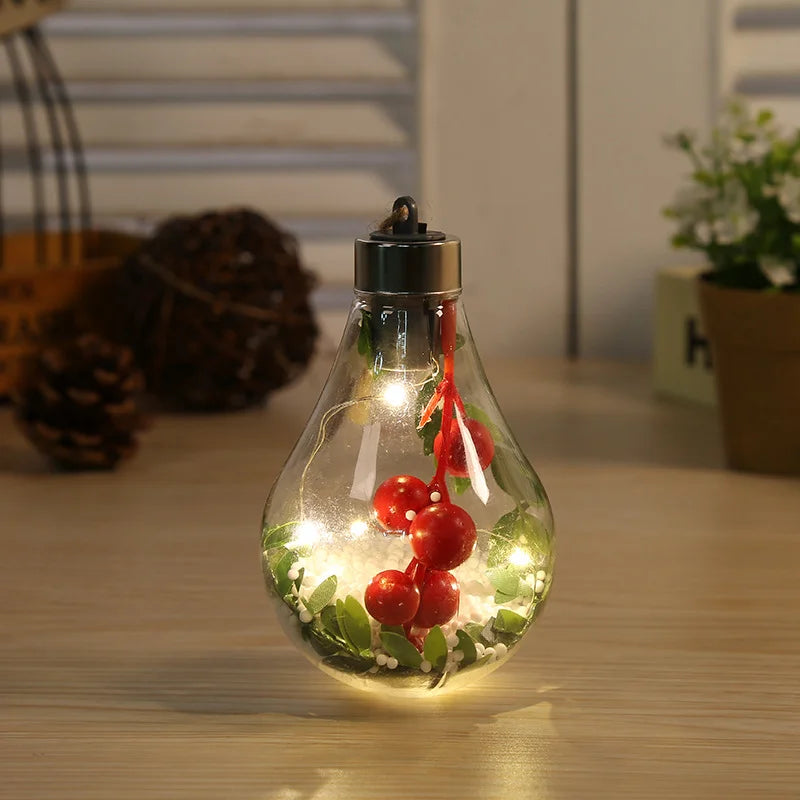 Ornamento de Bola LED de Natal, Luz Noturna Luminosa em Formato de Fada, Pendentes Decorativos para Árvore de Natal e Festas de Ano Novo.