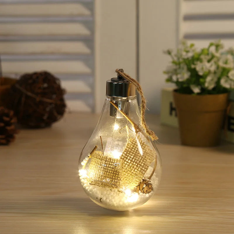 Ornamento de Bola LED de Natal, Luz Noturna Luminosa em Formato de Fada, Pendentes Decorativos para Árvore de Natal e Festas de Ano Novo.
