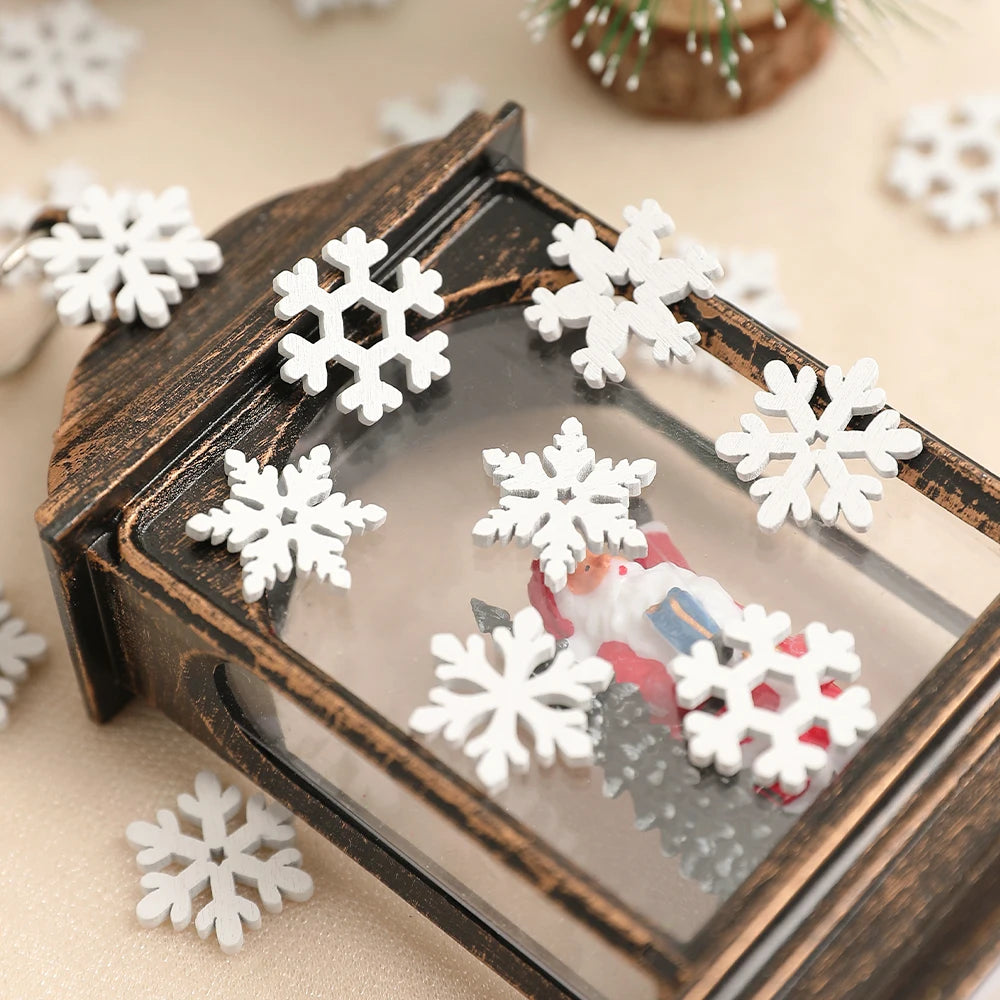 12 Peças/Bag Ornamentos de Floco de Neve Plástico Branco com Brilho para Decoração de Natal, Penduricalhos para Árvore de Natal, Suprimentos para Festa de Inverno em Casa