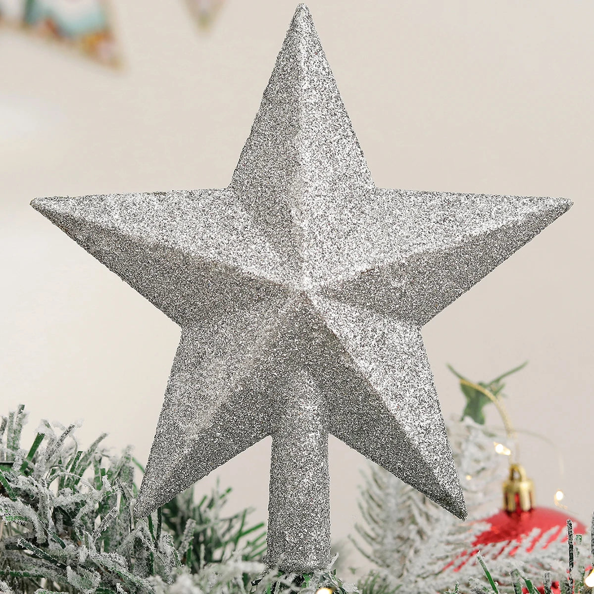 1 Peça de Estrela Dourada de 20CM para Topo de Árvore de Natal com Glitter - Decoração Festiva