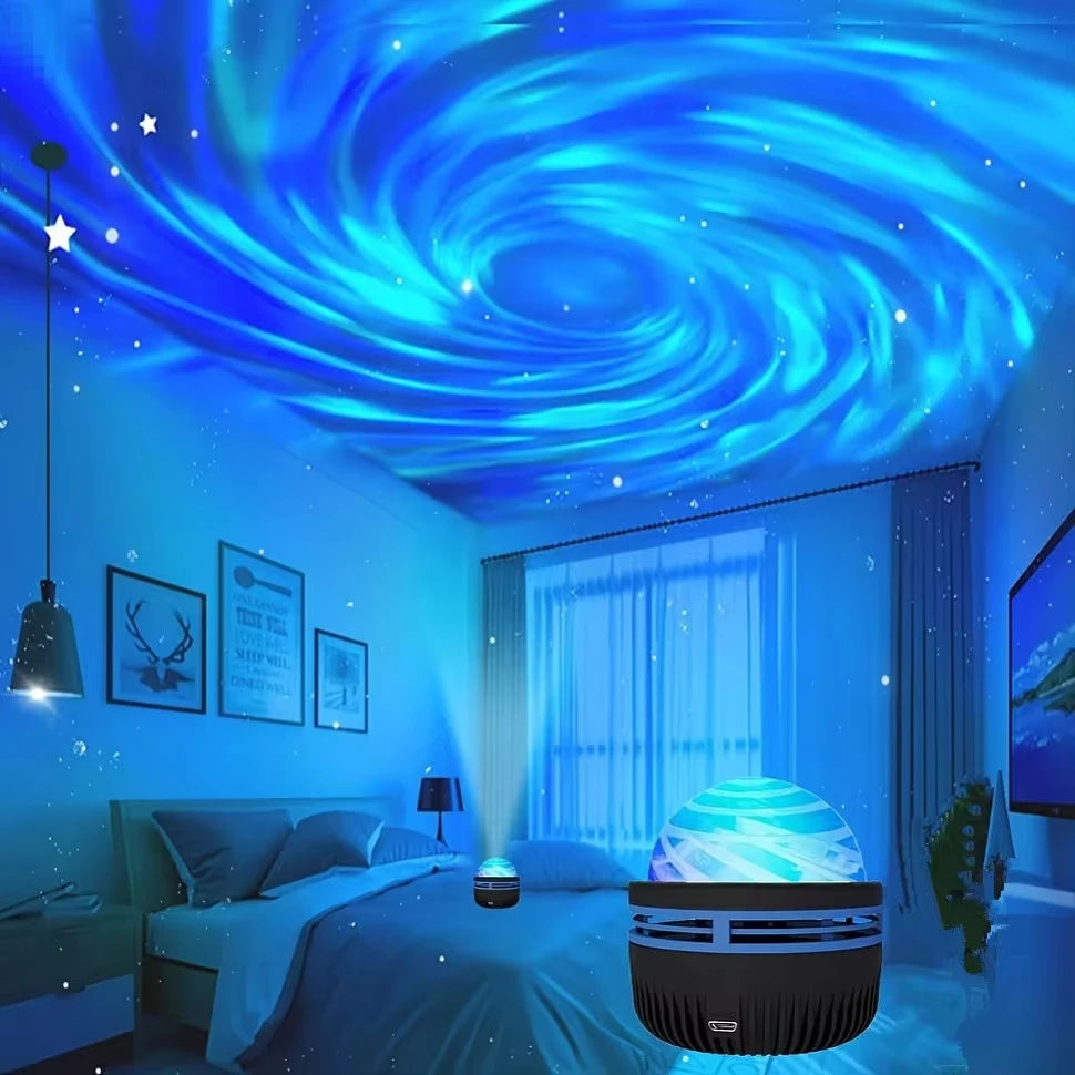 1pc Projetor de Estrela, Projetor de Galáxia, Projetor de Onda de Água do Oceano para Quarto, Luz de Noite com 7 Cores e Padrões para Decoração de Ambiente