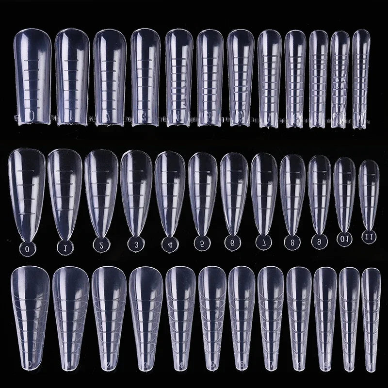 Conjunto de Ferramentas para Manicure com Tips de Unhas Falsas para Extensão, Ponta Acrílica, Unhas Falsas de Gel UV, Moldes para Construção Rápida, Tips de Cobertura Completa e Escultura.