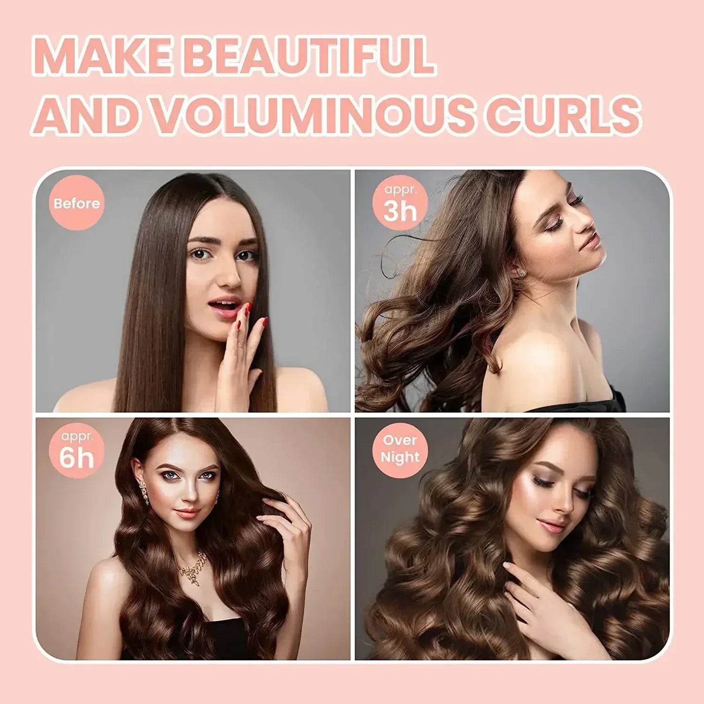 Modelador de Cabelos sem Calor, Faixa de Cabelo para Cachos Sem Calor, Bobes Flexíveis e Macios para Dormir, Cachos Fáceis com Gancho, Ferramenta de Estilo de Cabelo