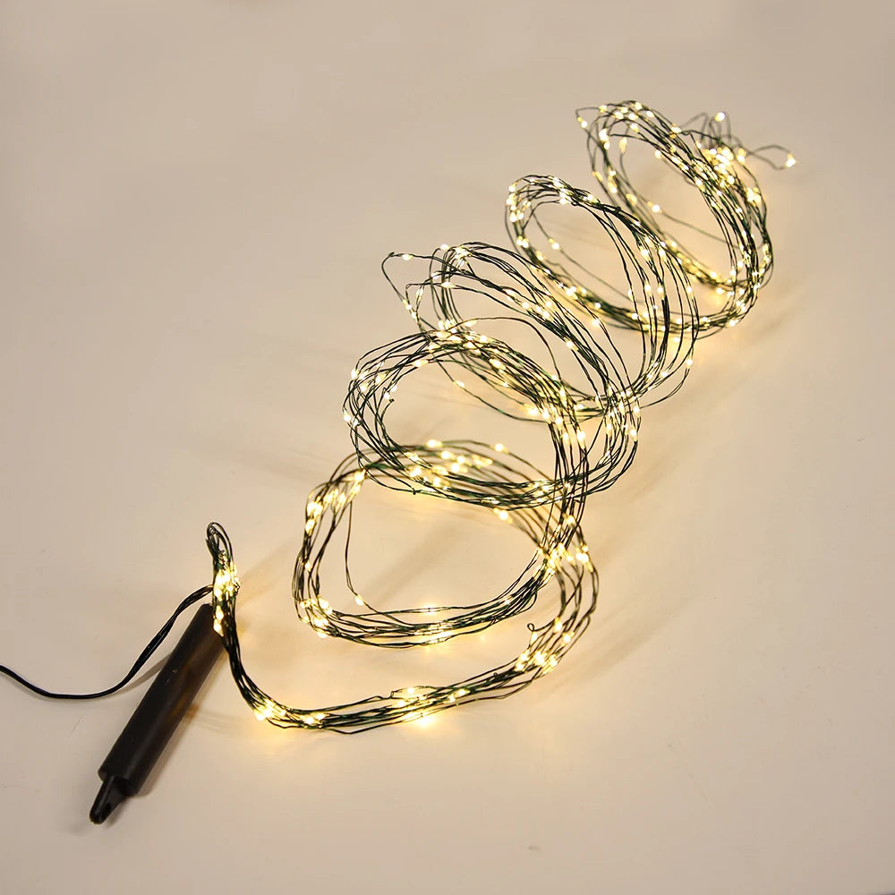 Luzes de Natal de Fada 12V 600LED, Cordão para Árvore, Galho, Guirlanda, Iluminação, Enfeites Festivos, Decorações para Festa e Casa
