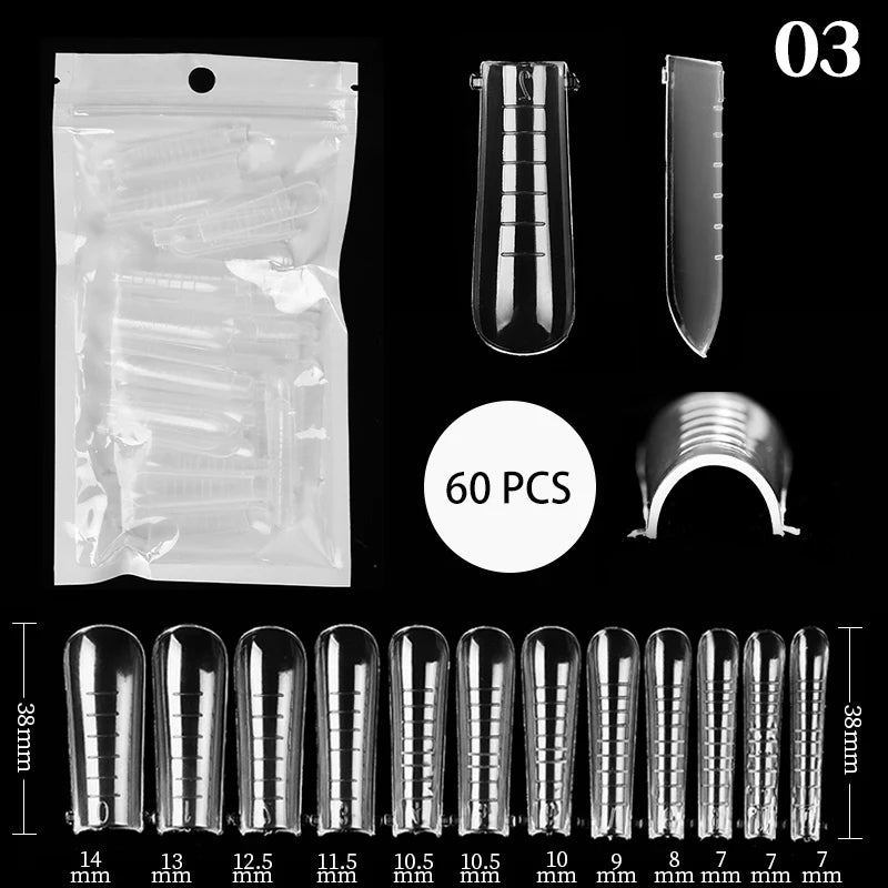 Conjunto de Ferramentas para Manicure com Tips de Unhas Falsas para Extensão, Ponta Acrílica, Unhas Falsas de Gel UV, Moldes para Construção Rápida, Tips de Cobertura Completa e Escultura.