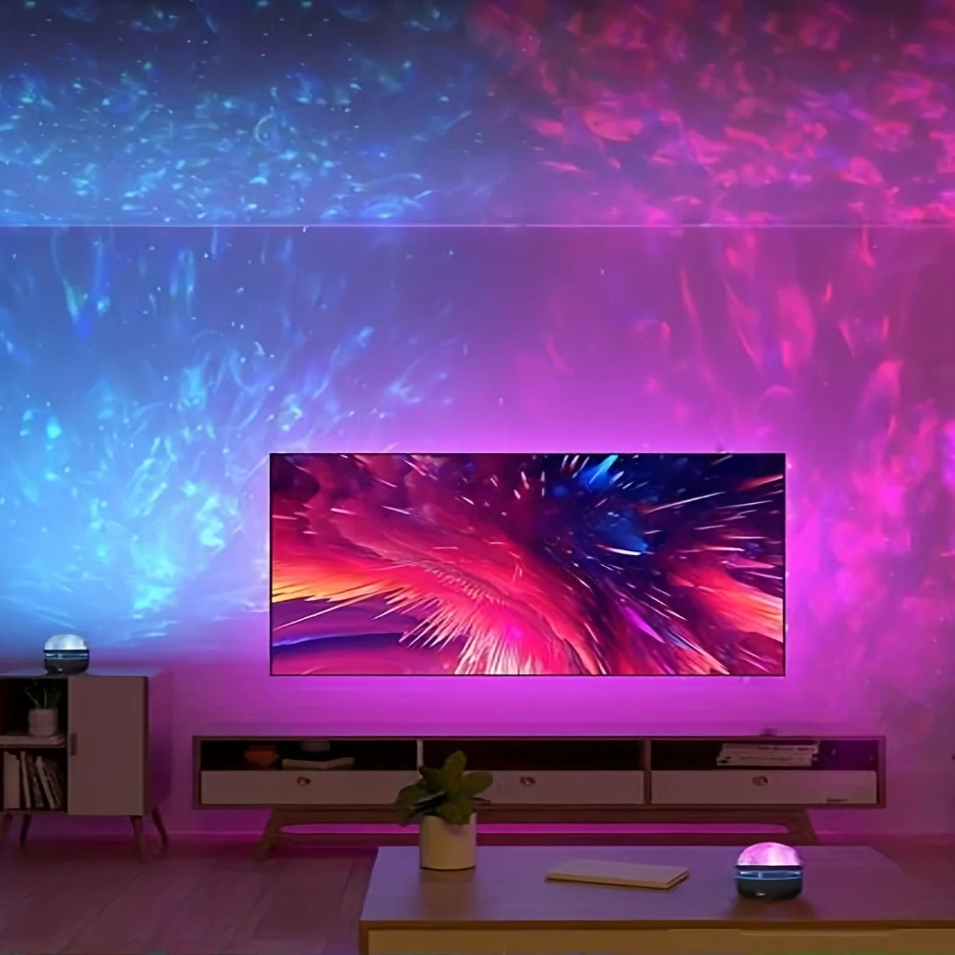 1pc Projetor de Estrela, Projetor de Galáxia, Projetor de Onda de Água do Oceano para Quarto, Luz de Noite com 7 Cores e Padrões para Decoração de Ambiente