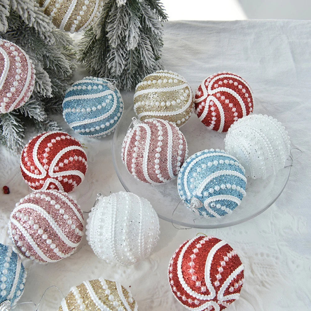Pendente de Bola de Decoração de Natal 8CM - Enfeite para Árvore de Natal, Decoração para Festa de Natal, Caixa de Presente, Decoração para Casa.