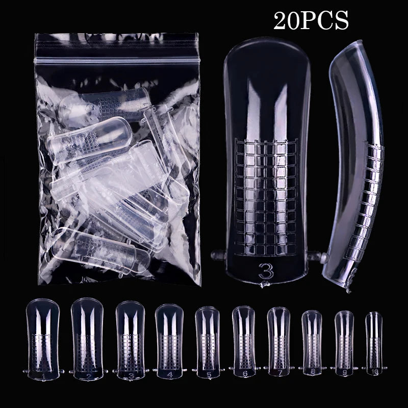 Conjunto de Ferramentas para Manicure com Tips de Unhas Falsas para Extensão, Ponta Acrílica, Unhas Falsas de Gel UV, Moldes para Construção Rápida, Tips de Cobertura Completa e Escultura.