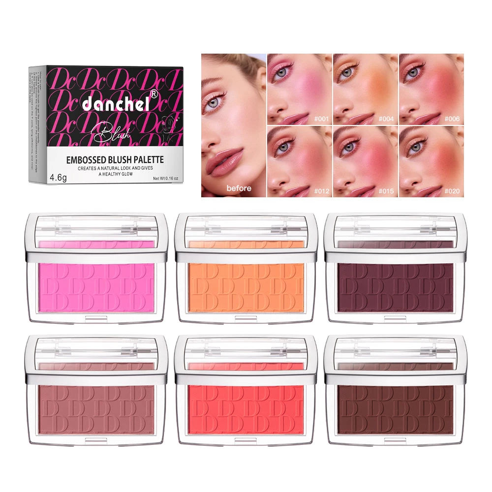 Paleta de Blush Fosco em Relevo - Blush Facial de Alta Pigmentação em Tons Rosados e Corais para Bochechas, Acabamento Suave
