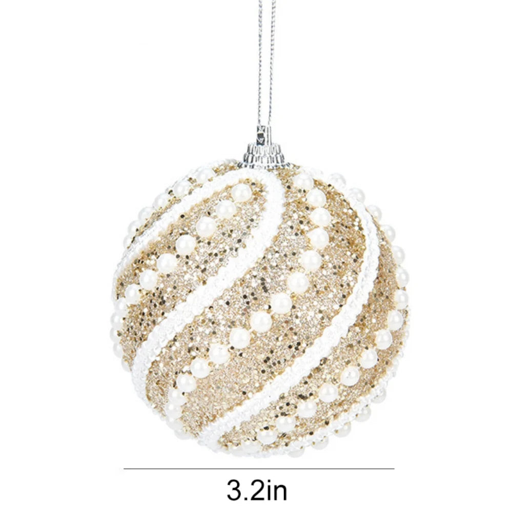 Pendente de Bola de Decoração de Natal 8CM - Enfeite para Árvore de Natal, Decoração para Festa de Natal, Caixa de Presente, Decoração para Casa.