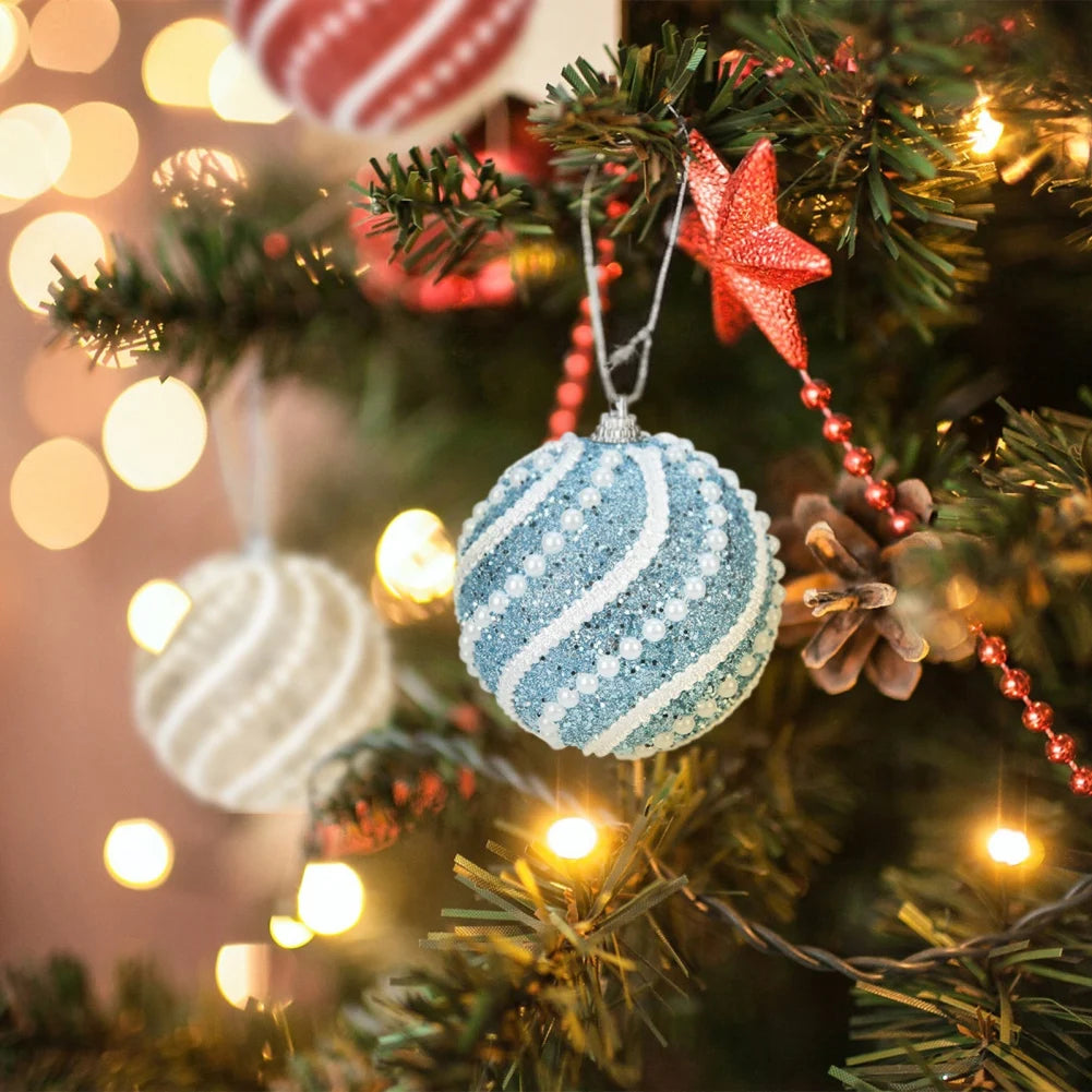 Pendente de Bola de Decoração de Natal 8CM - Enfeite para Árvore de Natal, Decoração para Festa de Natal, Caixa de Presente, Decoração para Casa.