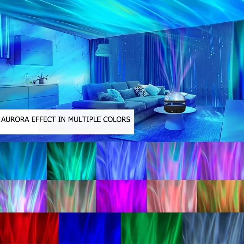 1pc Projetor de Estrela, Projetor de Galáxia, Projetor de Onda de Água do Oceano para Quarto, Luz de Noite com 7 Cores e Padrões para Decoração de Ambiente