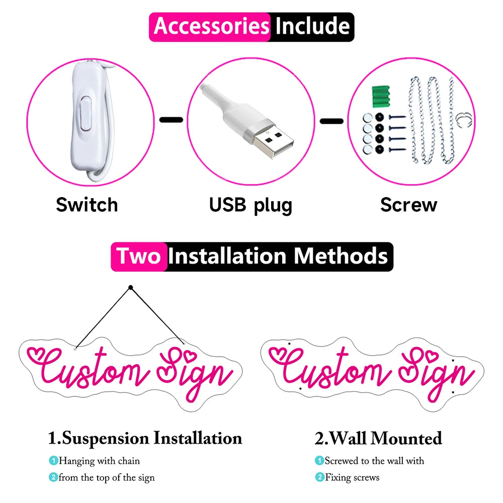 Placa de Neon LED Asas de Anjo Personalizada - Par de Asas de Luz Neon LED para Decoração de Parede, Casamento, Festa, Bar - Luminária Neon Personalizada