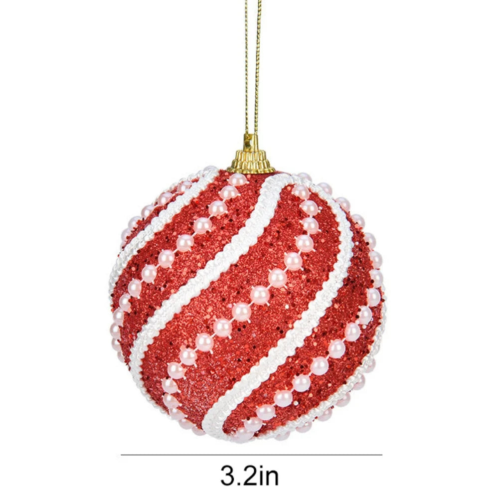 Pendente de Bola de Decoração de Natal 8CM - Enfeite para Árvore de Natal, Decoração para Festa de Natal, Caixa de Presente, Decoração para Casa.