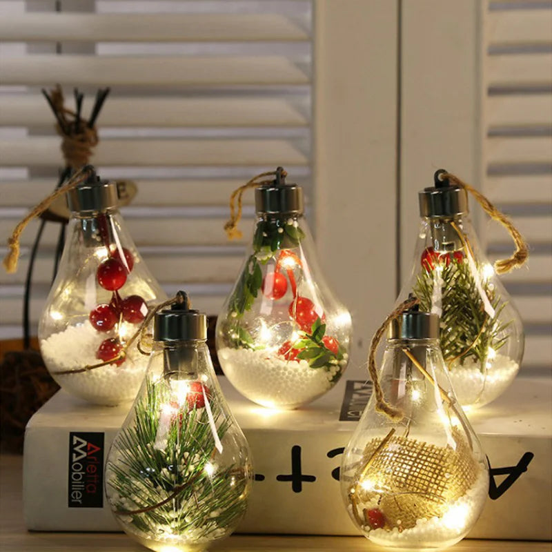 Ornamento de Bola LED de Natal, Luz Noturna Luminosa em Formato de Fada, Pendentes Decorativos para Árvore de Natal e Festas de Ano Novo.