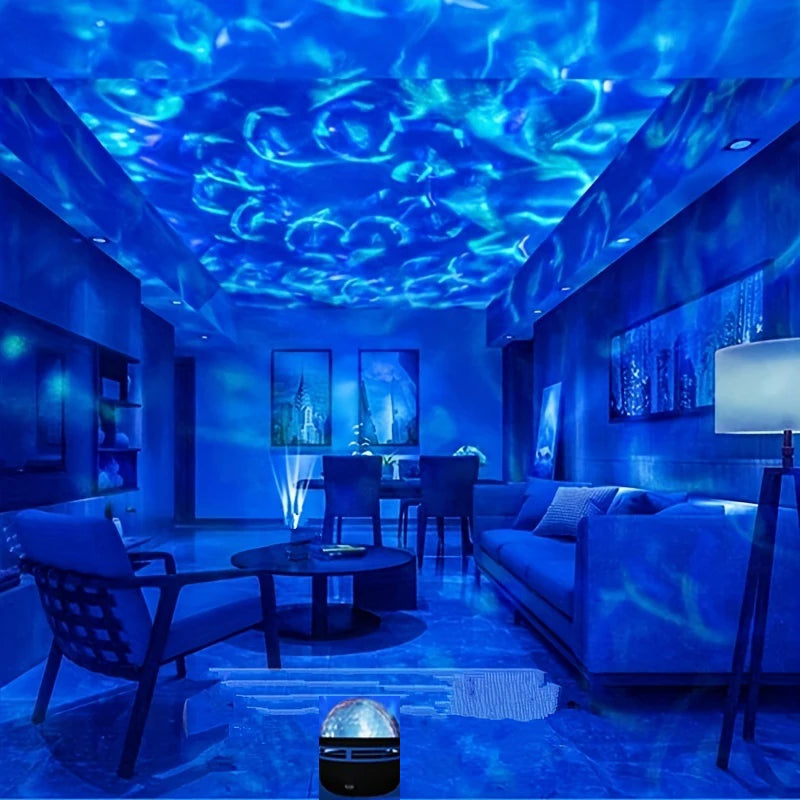 1pc Projetor de Estrela, Projetor de Galáxia, Projetor de Onda de Água do Oceano para Quarto, Luz de Noite com 7 Cores e Padrões para Decoração de Ambiente