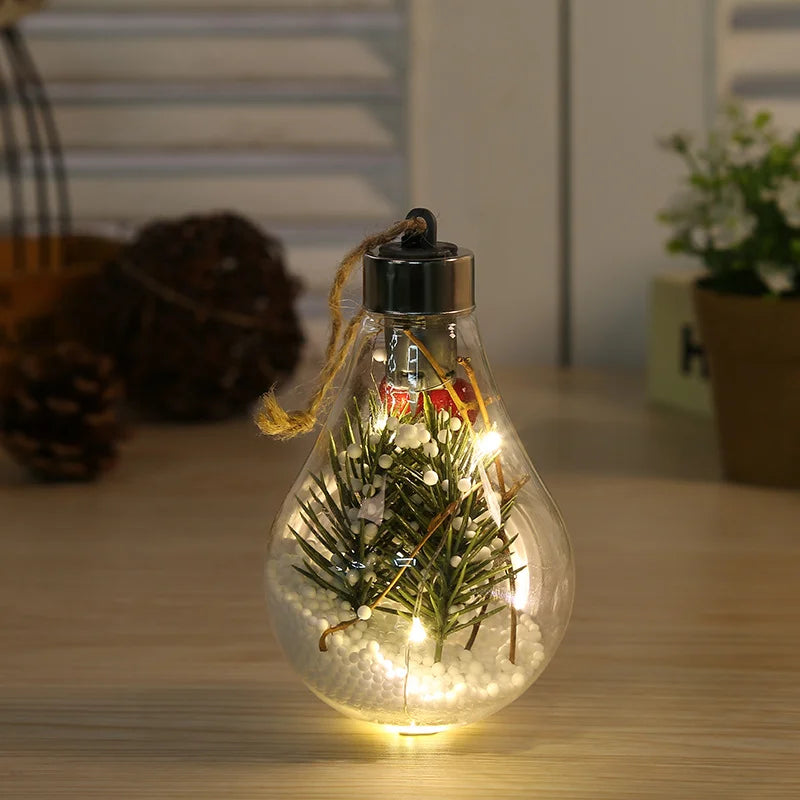 Ornamento de Bola LED de Natal, Luz Noturna Luminosa em Formato de Fada, Pendentes Decorativos para Árvore de Natal e Festas de Ano Novo.