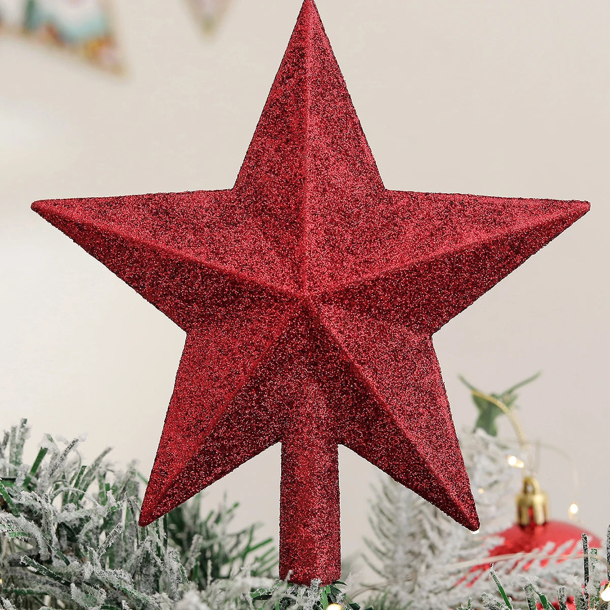 1 Peça de Estrela Dourada de 20CM para Topo de Árvore de Natal com Glitter - Decoração Festiva