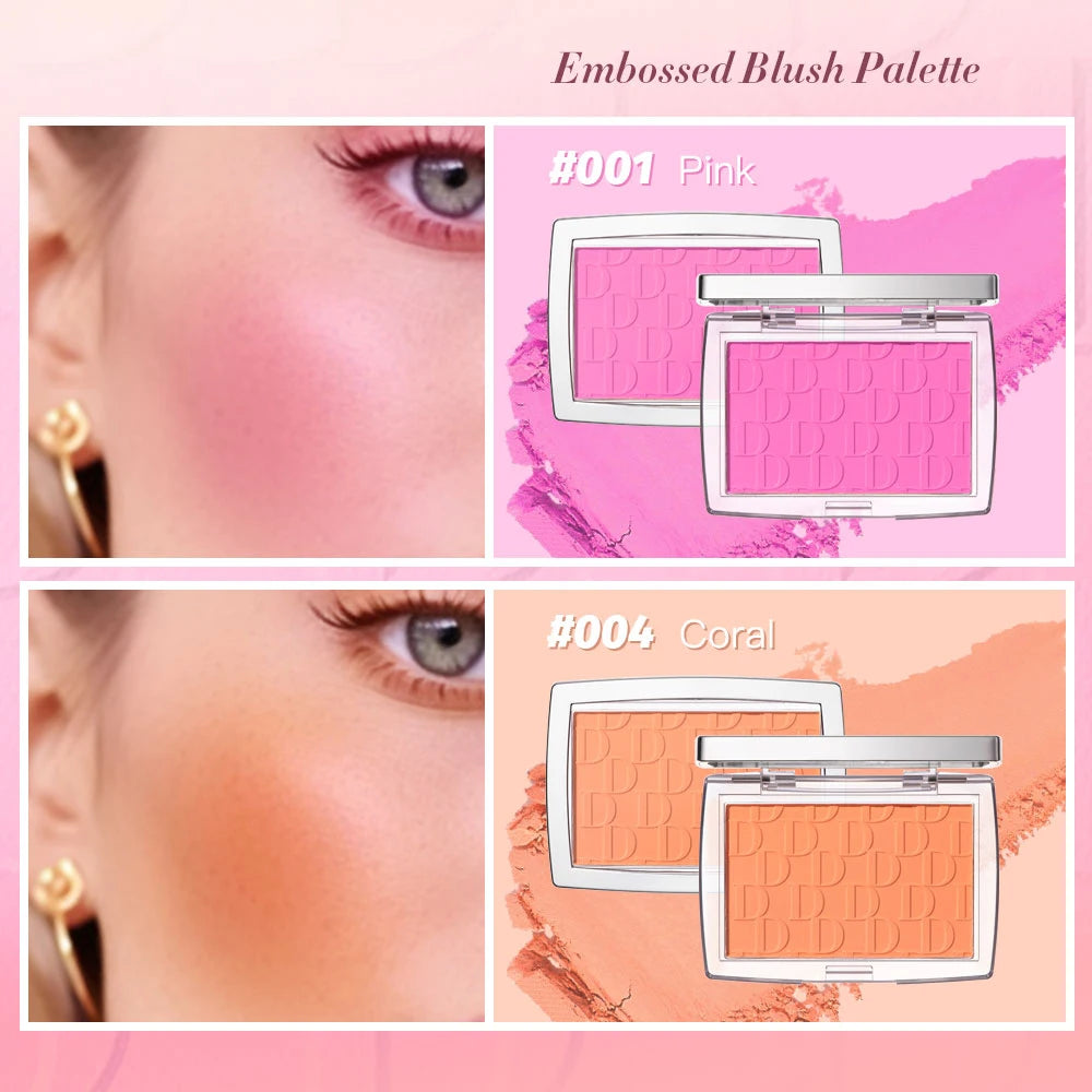 Paleta de Blush Fosco em Relevo - Blush Facial de Alta Pigmentação em Tons Rosados e Corais para Bochechas, Acabamento Suave