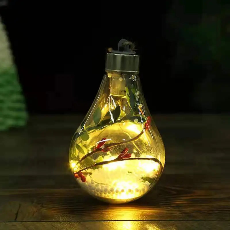 Ornamento de Bola LED de Natal, Luz Noturna Luminosa em Formato de Fada, Pendentes Decorativos para Árvore de Natal e Festas de Ano Novo.