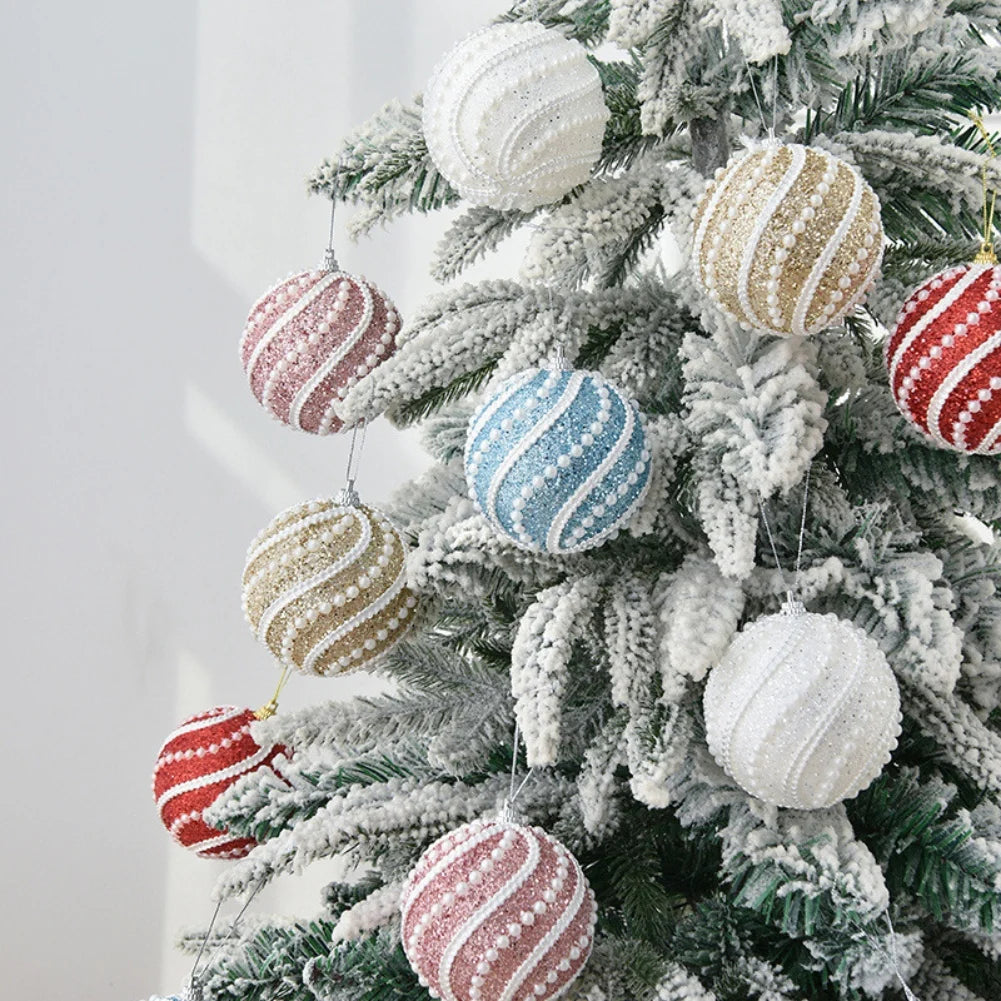 Pendente de Bola de Decoração de Natal 8CM - Enfeite para Árvore de Natal, Decoração para Festa de Natal, Caixa de Presente, Decoração para Casa.