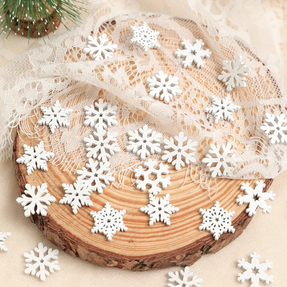 12 Peças/Bag Ornamentos de Floco de Neve Plástico Branco com Brilho para Decoração de Natal, Penduricalhos para Árvore de Natal, Suprimentos para Festa de Inverno em Casa