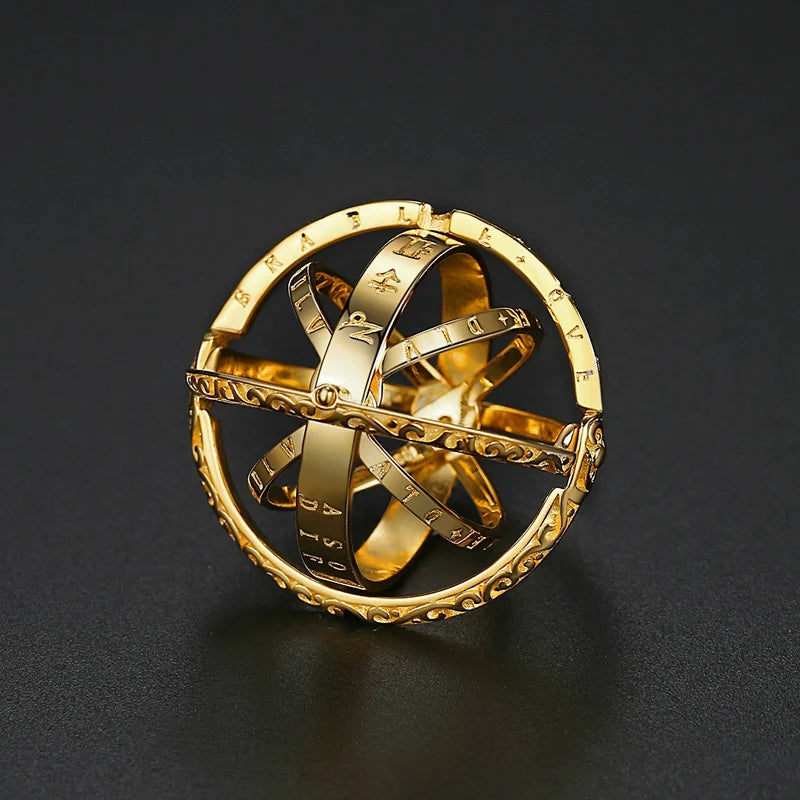Anel Astronômico Fashionável com Esfera Rotativa, Anel de Planeta Cósmico, Choker, Anel de Casal para Homens e Mulheres, Joia Criativa de Presente.