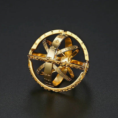 Anel Astronômico Fashionável com Esfera Rotativa, Anel de Planeta Cósmico, Choker, Anel de Casal para Homens e Mulheres, Joia Criativa de Presente.
