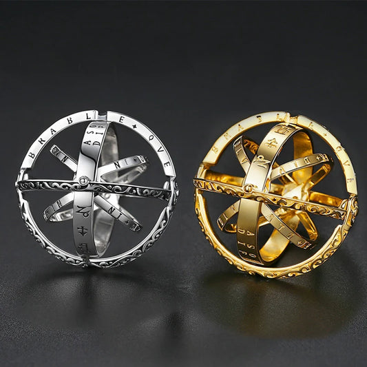 Anel Astronômico Fashionável com Esfera Rotativa, Anel de Planeta Cósmico, Choker, Anel de Casal para Homens e Mulheres, Joia Criativa de Presente.