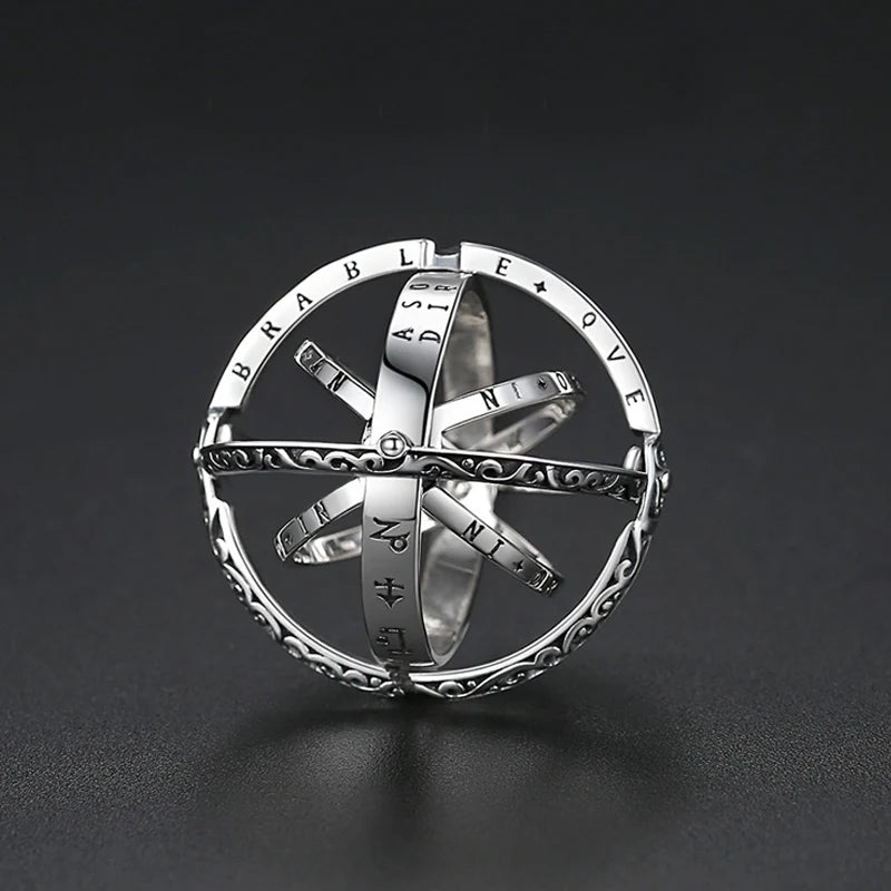 Anel Astronômico Fashionável com Esfera Rotativa, Anel de Planeta Cósmico, Choker, Anel de Casal para Homens e Mulheres, Joia Criativa de Presente.