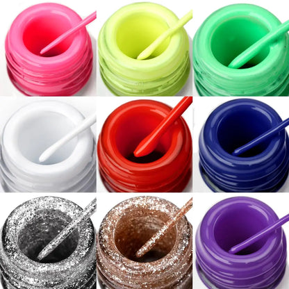 Kit 7 Cores Venalisa Liner Gel 8ml Gel para Unhas Francesas Pintura de Unhas Gel Polish UV LED Design de Nail Art com Cor Glitter Deslumbrante