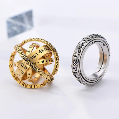 Anel Astronômico Fashionável com Esfera Rotativa, Anel de Planeta Cósmico, Choker, Anel de Casal para Homens e Mulheres, Joia Criativa de Presente.