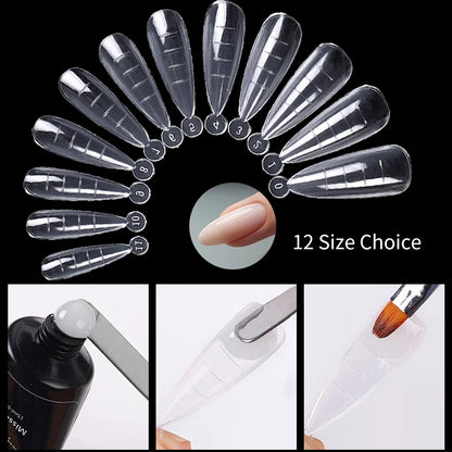Conjunto de Ferramentas para Manicure com Tips de Unhas Falsas para Extensão, Ponta Acrílica, Unhas Falsas de Gel UV, Moldes para Construção Rápida, Tips de Cobertura Completa e Escultura.