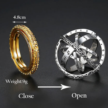 Anel Astronômico Fashionável com Esfera Rotativa, Anel de Planeta Cósmico, Choker, Anel de Casal para Homens e Mulheres, Joia Criativa de Presente.
