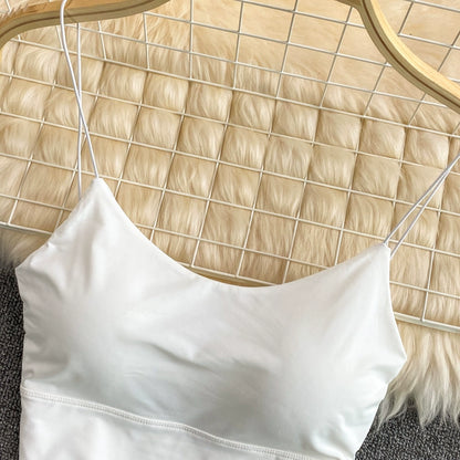 Camisola Feminina Cropped - Top Tubo Sem Costura em Seda Gelada, Bralette com Bojo, Regata Esportiva Sexy e Confortável