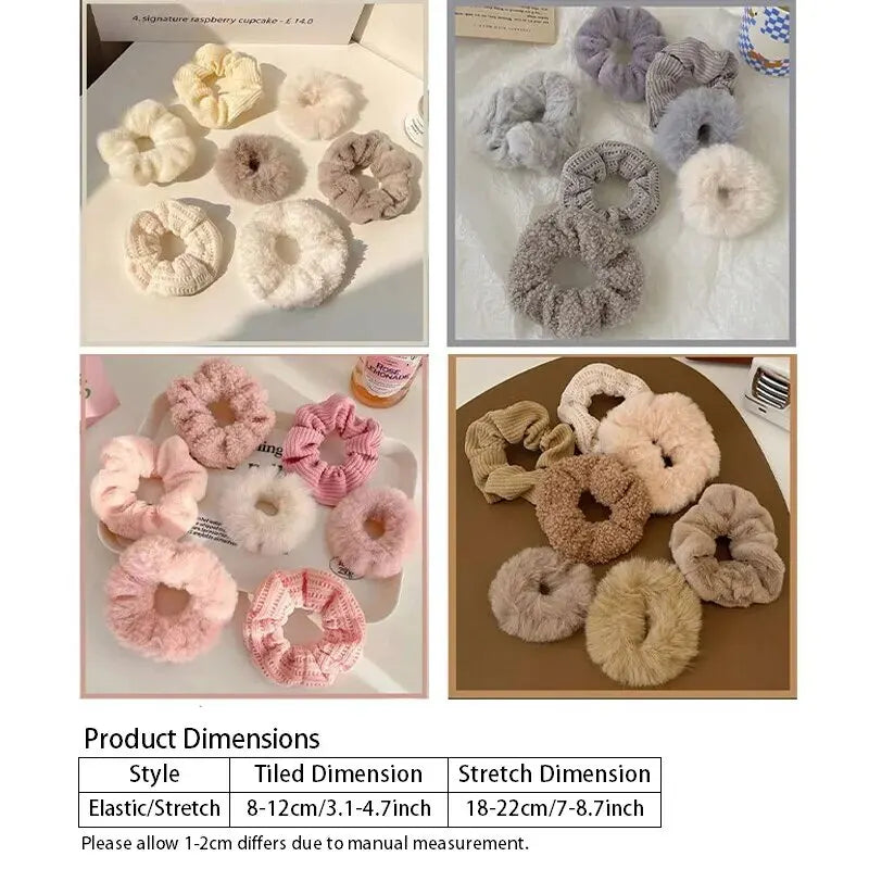 7 Pcs/Set Conjunto de Scrunchies para Mulheres, Faixa de Cabelo de Veludo Sólido para Meninas, Prendedores de Cabelo, Elásticos de Cabelo, Acessórios de Cabelo