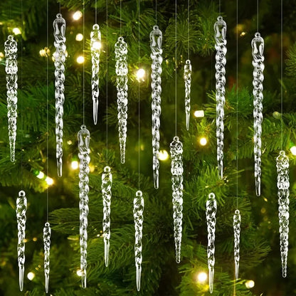 12-36 peças de Decorações de Cristal Acrílico em Forma de Cacho de Gelo para Árvore de Natal, Enfeites Transparentes para Pendurar, Decoração para Natal, Ano Novo e Festa de Inverno.