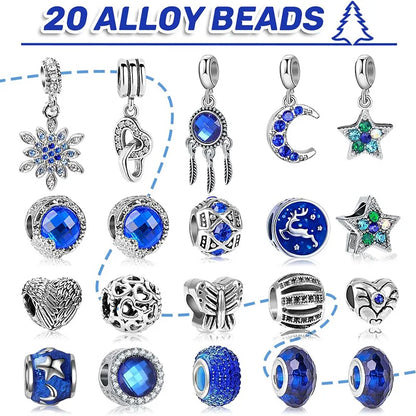 Calendário de Advento de Joias 2024 para Meninas Adolescentes, Contagem Regressiva de Natal de 24 Dias - Charms, Colares, Anéis, Pulseiras DIY