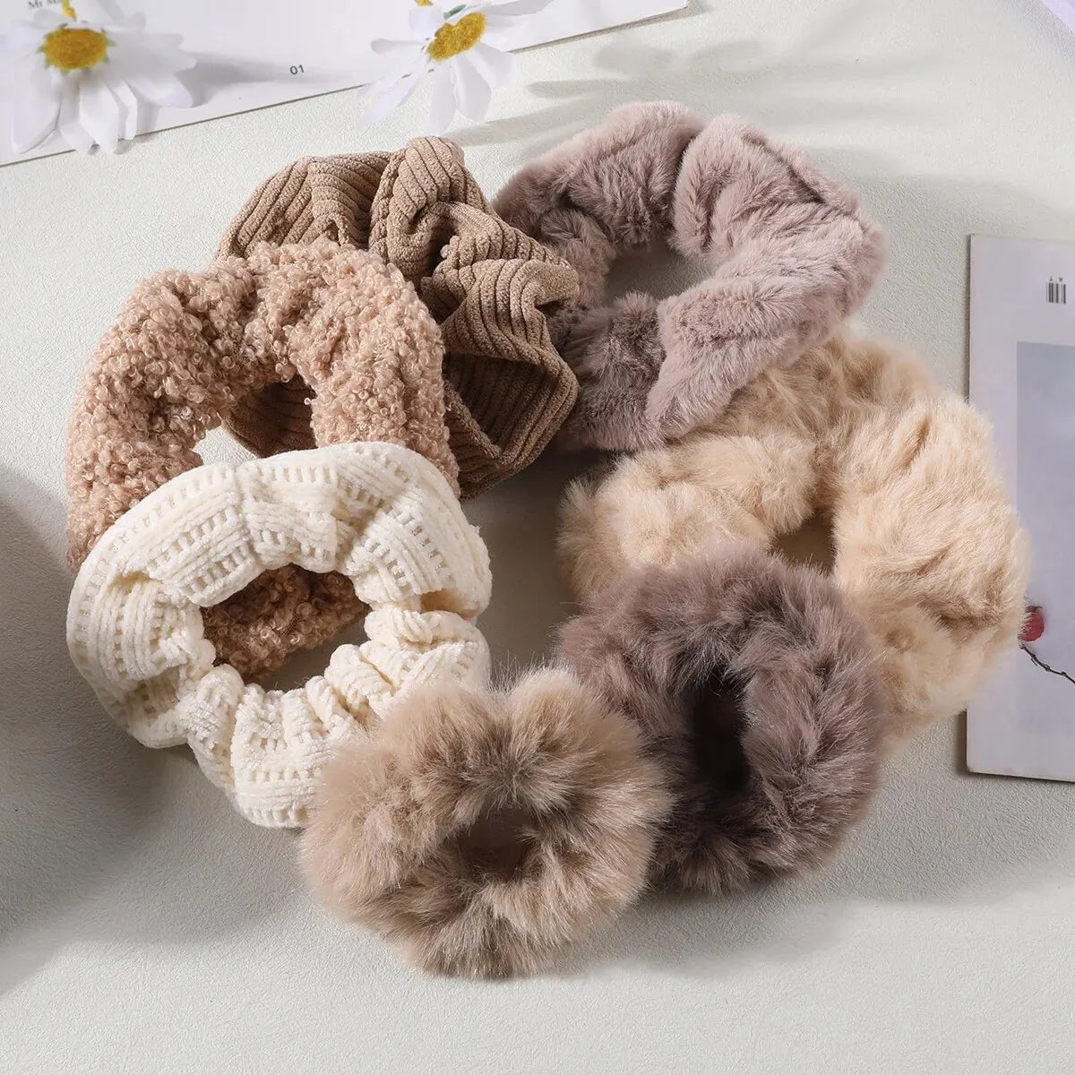 7 Pcs/Set Conjunto de Scrunchies para Mulheres, Faixa de Cabelo de Veludo Sólido para Meninas, Prendedores de Cabelo, Elásticos de Cabelo, Acessórios de Cabelo
