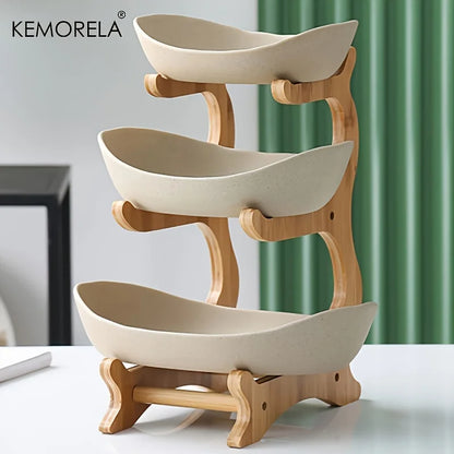 Prato de Frutas 2/3 Camadas para Casa, Sala de Estar, Prato de Plástico para Lanches, Cesta Criativa e Moderna para Frutas Secas, Prato para Doces, Suporte para Bolo, Tigela para Salada