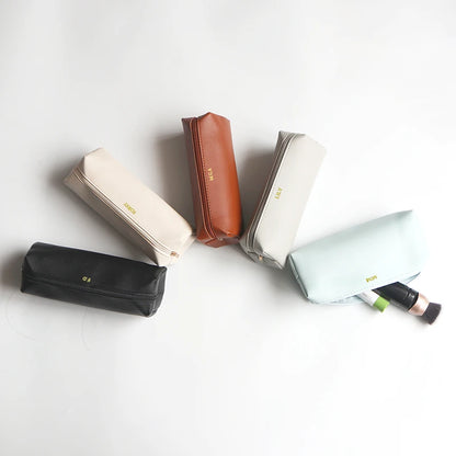 Estojo de Lápis Personalizado para Escritório e Negócios, Caixa Simples com Zíper para Estudantes, Porta-canetas, Gravação de Iniciais, Estojo para Pincéis de Maquiagem, Bolsa de Armazenamento de Cosméticos.