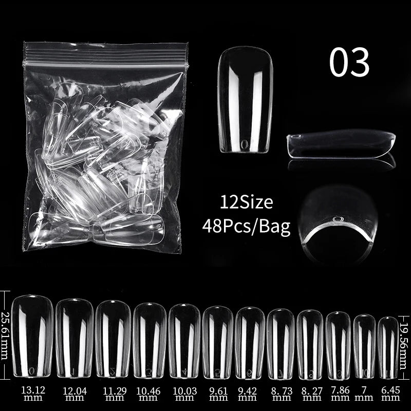 Conjunto de Ferramentas para Manicure com Tips de Unhas Falsas para Extensão, Ponta Acrílica, Unhas Falsas de Gel UV, Moldes para Construção Rápida, Tips de Cobertura Completa e Escultura.