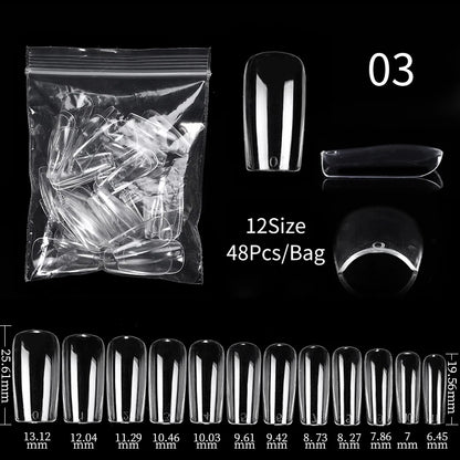 Conjunto de Ferramentas para Manicure com Tips de Unhas Falsas para Extensão, Ponta Acrílica, Unhas Falsas de Gel UV, Moldes para Construção Rápida, Tips de Cobertura Completa e Escultura.